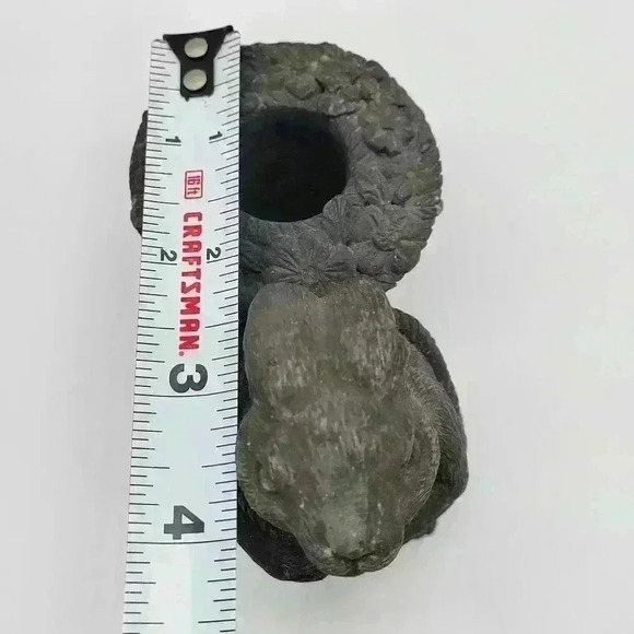 RARE Piece Rabbit Bunny Ressin Candle holder Pulling Basket - Picture 9 of 14